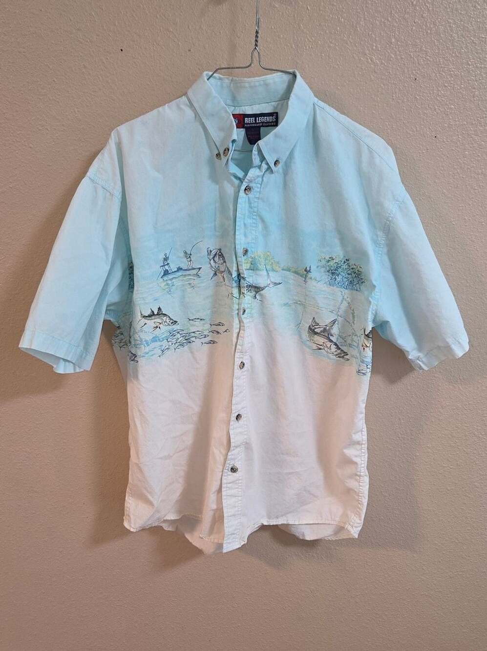 Reel Legends Performance Clothing Men's Short Sleeve Button Down Fishing Shirt